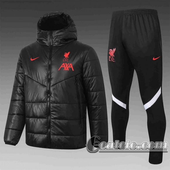 6Calcio: 2020 2021 Liverpool Piumino Calcio Cappuccio nero C05