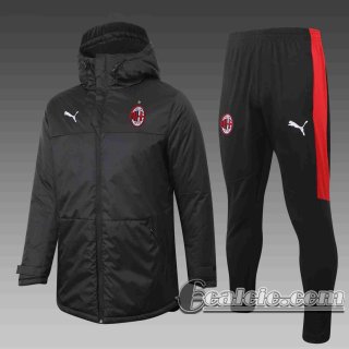 6Calcio: 2020 2021 AC Milan Piumino Calcio Cappuccio nero C39