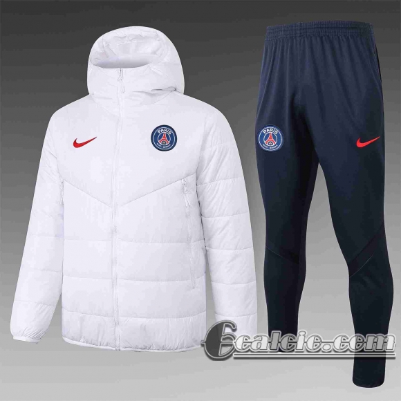 6Calcio: 2020 2021 PSG Piumino Calcio Cappuccio bianca C50