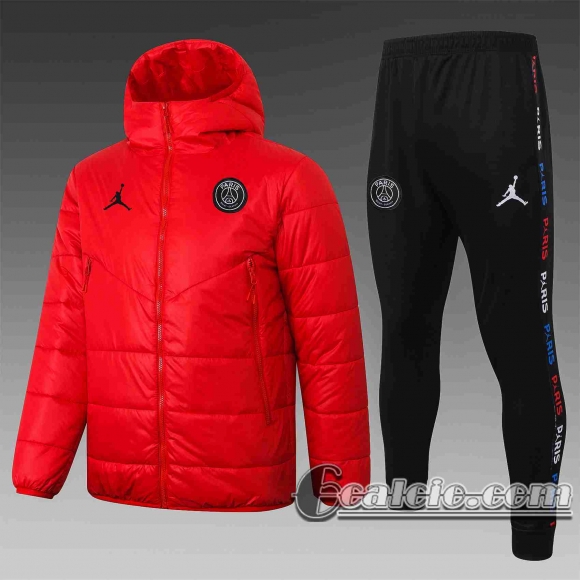 6Calcio: 2020 2021 PSG Jordan Piumino Calcio Cappuccio rosso C67