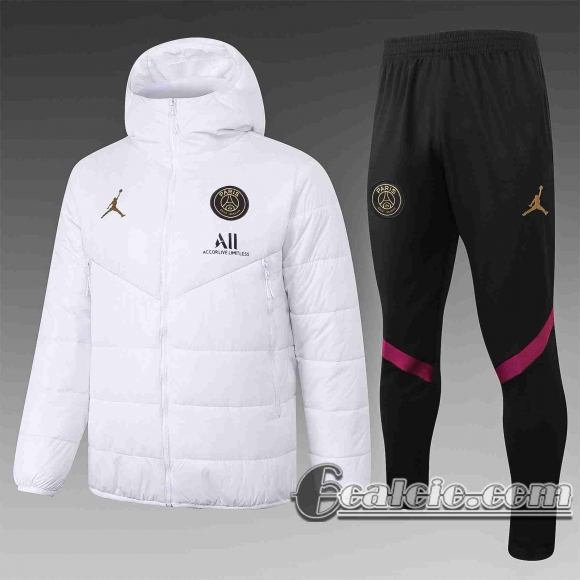 6Calcio: 2020 2021 PSG Jordan Piumino Calcio Cappuccio bianca C71