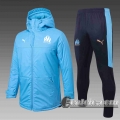 6Calcio: 2020 2021 Marseille Piumino Calcio Cappuccio blu C72