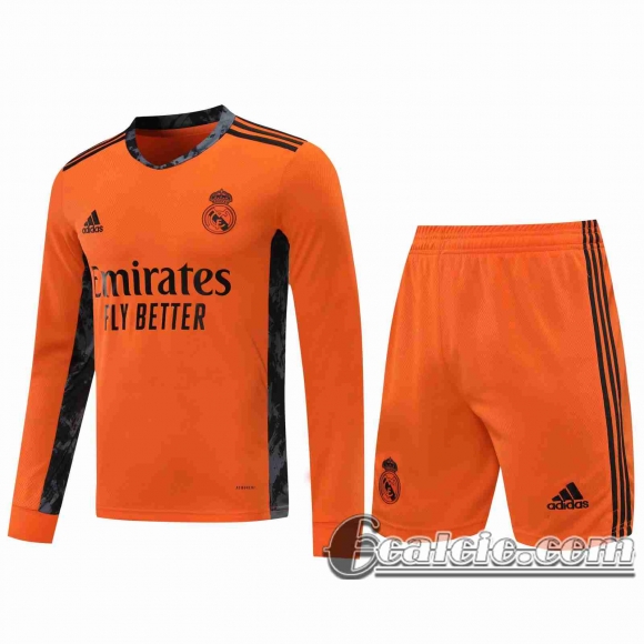 6Calcio: 2020 2021 Real Madrid Maglie Calcio Portiere Manica Lunga arancia