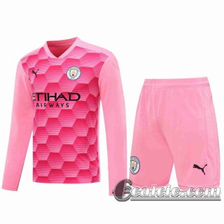 6Calcio: 2020 2021 Manchester City Maglie Calcio Portiere Manica Lunga Rosa