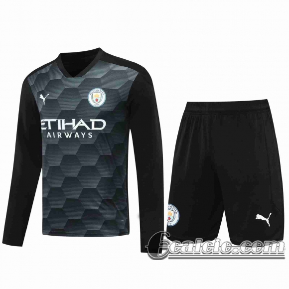 6Calcio: 2020 2021 Manchester City Maglie Calcio Portiere Manica Lunga nero