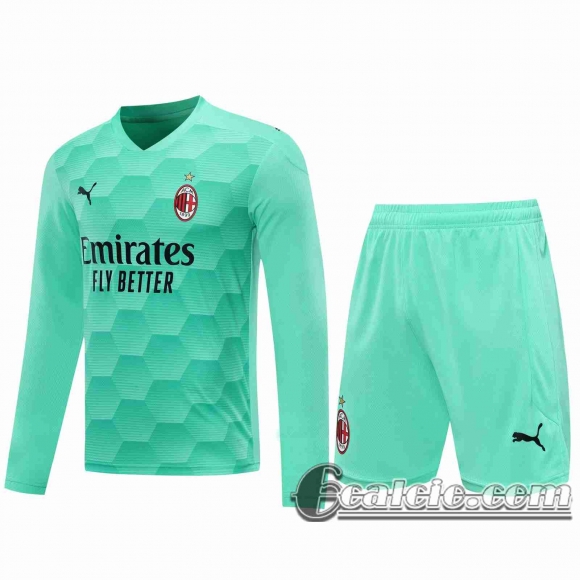 6Calcio: 2020 2021 AC Milan Maglie Calcio Portiere Manica Lunga blu verde