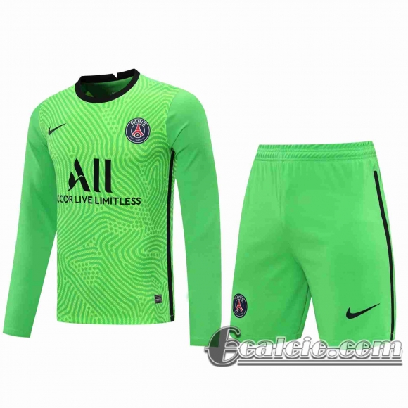 6Calcio: 2020 2021 Paris PSG Maglie Calcio Portiere Manica Lunga verde