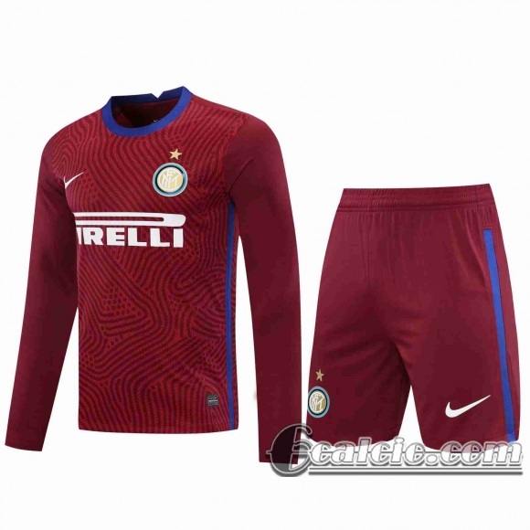 6Calcio: 2020 2021 Inter Milan Maglie Calcio Portiere Manica Lunga Rosso scuro