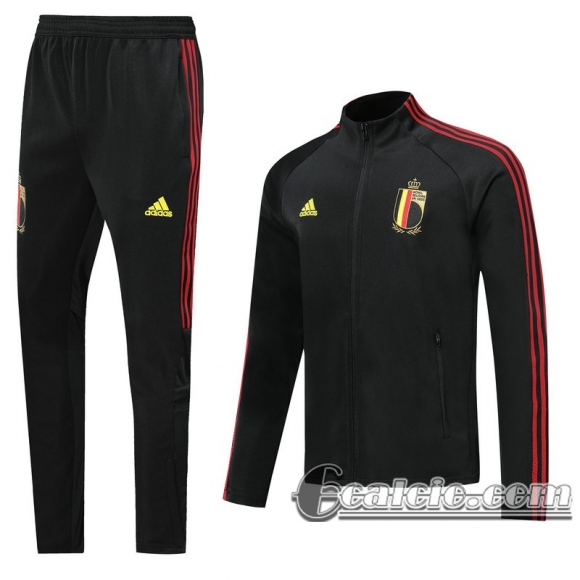 6Calcio: 2020 2021 Belgio Full-Zip Giacca black Fettuccia J01