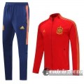 6Calcio: 2020 2021 Spagna Full-Zip Giacca red Fettuccia J03