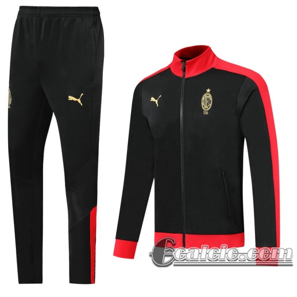 6Calcio: 2020 2021 AC Milan Full-Zip Giacca Black / Red Classico del secolo J07