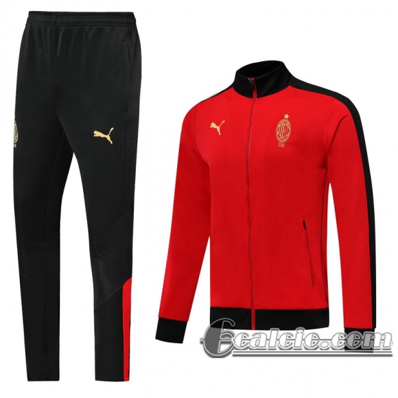 6Calcio: 2020 2021 AC Milan Full-Zip Giacca Red / Black Classico del secolo J08