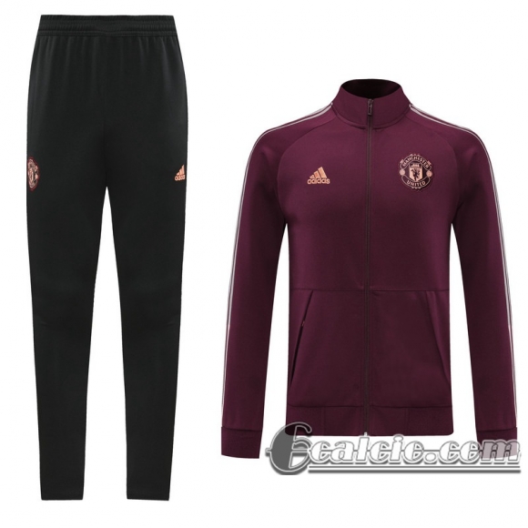 6Calcio: 2020 2021 Manchester United Full-Zip Giacca Maroon Fettuccia J107