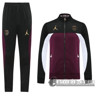 6Calcio: 2020 2021 PSG Jordan Full-Zip Giacca Black/maroon Formazione J113