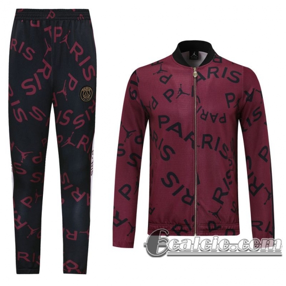 6Calcio: 2020 2021 PSG Jordan Full-Zip Giacca Maroon Moda J115