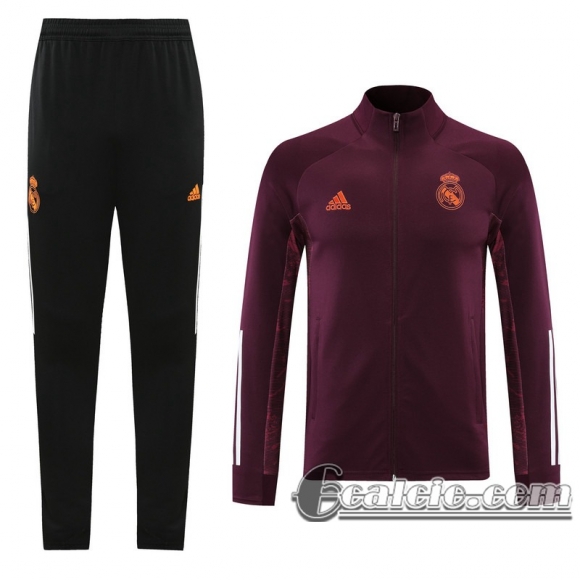 6Calcio: 2020 2021 Real Madrid Full-Zip Giacca Maroon Formazione J119