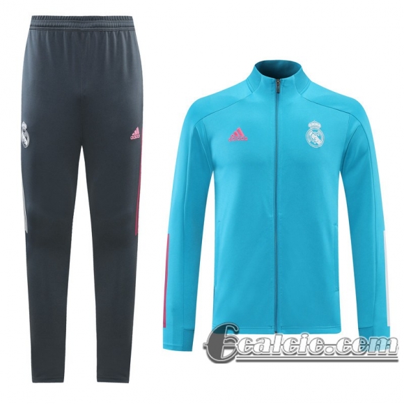 6Calcio: 2020 2021 Real Madrid Full-Zip Giacca sky blue Formazione J120