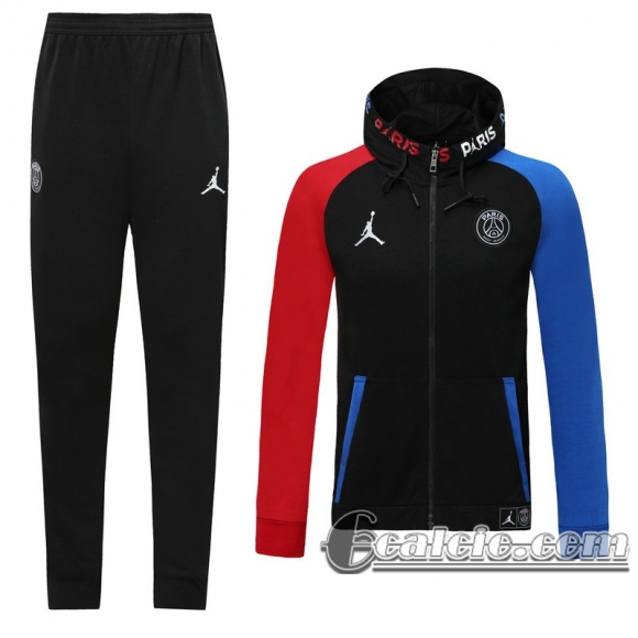 6Calcio: 2020 2021 PSG Jordan Full-Zip Giacca Cappuccio black J121