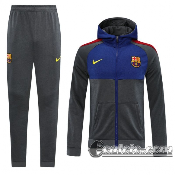 6Calcio: 2020 2021 Barcellona Full-Zip Giacca Cappuccio Dark gray J123