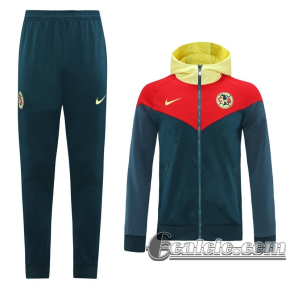 6Calcio: 2020 2021 Club América Full-Zip Giacca Cappuccio Dark green J127