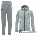 6Calcio: 2020 2021 Chelsea Full-Zip Giacca Cappuccio light grey J137