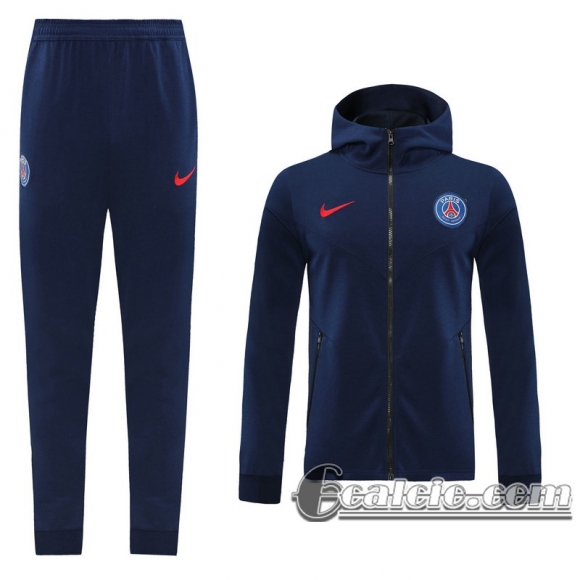 6Calcio: 2020 2021 PSG Full-Zip Giacca Cappuccio Dark blue J139