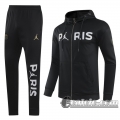 6Calcio: 2020 2021 PSG Jordan Full-Zip Giacca Cappuccio black J157