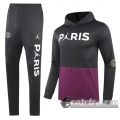 6Calcio: 2020 2021 PSG Full-Zip Giacca Cappuccio Black/maroon J166