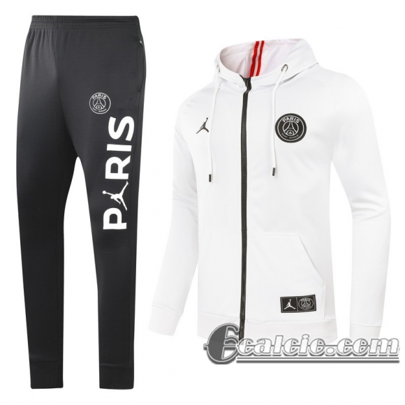 6Calcio: 2020 2021 PSG Jordan Full-Zip Giacca Cappuccio white Fettuccia J167