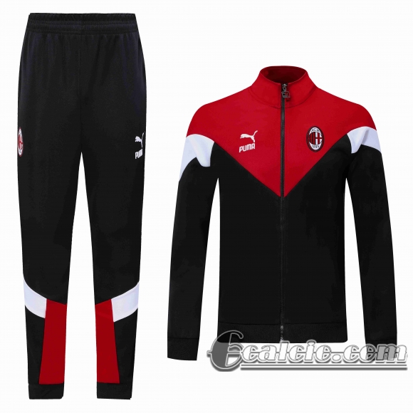 6Calcio: 2020 2021 AC Milan Full-Zip Giacca Black Red stile classico J18