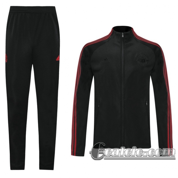 6Calcio: 2020 2021 Manchester United Full-Zip Giacca black Fettuccia J38