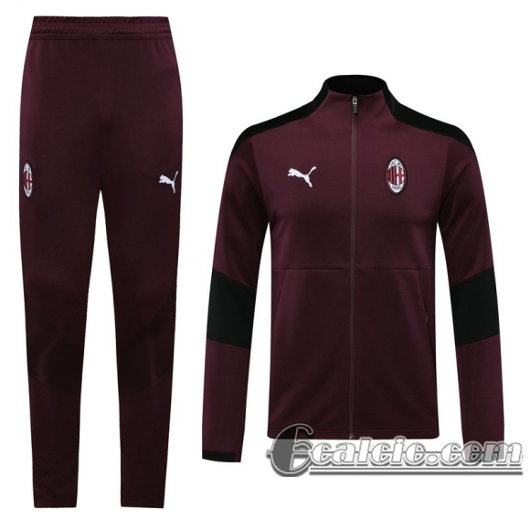 6Calcio: 2020 2021 AC Milan Full-Zip Giacca Maroon Formazione J65