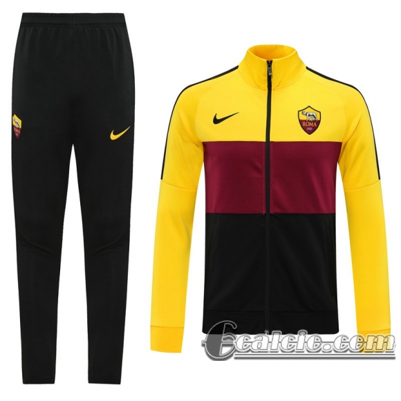 6Calcio: 2020 2021 AS Rome Full-Zip Giacca Yellow/red/black Versione del giocatore J77