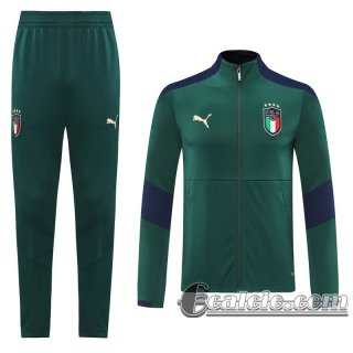 6Calcio: 2020 2021 Italia Full-Zip Giacca Dark green Formazione J89