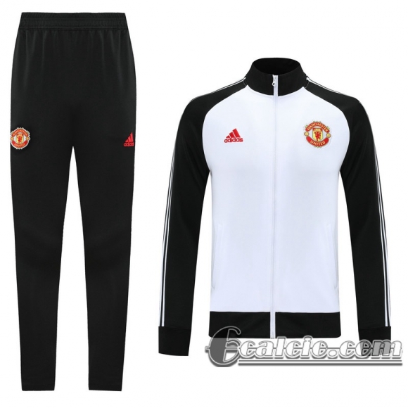 6Calcio: 2020 2021 Manchester United Full-Zip Giacca white Fettuccia J95