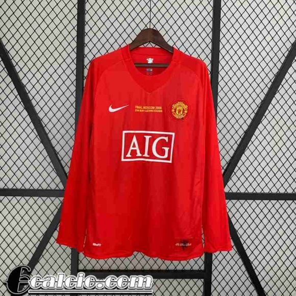 Retro Maglia Calcio Manchester United Prima Uomo Manga Larga 07 08 FG401