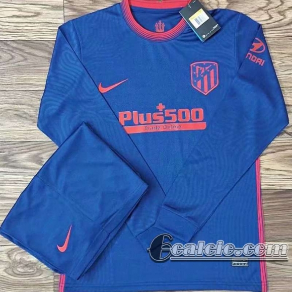 6Calcio: 2020 2021 Atletico Madrid Seconda Maglia Calcio Manica Lunga