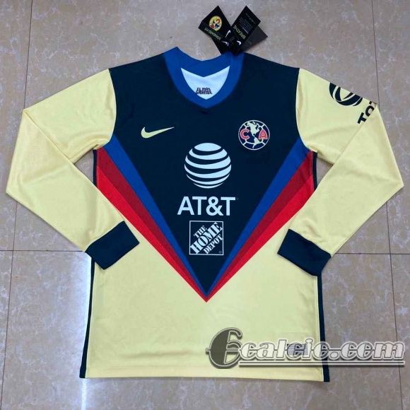 6Calcio: 2020 2021 Club America Prima Maglie Calcio Manica Lunga