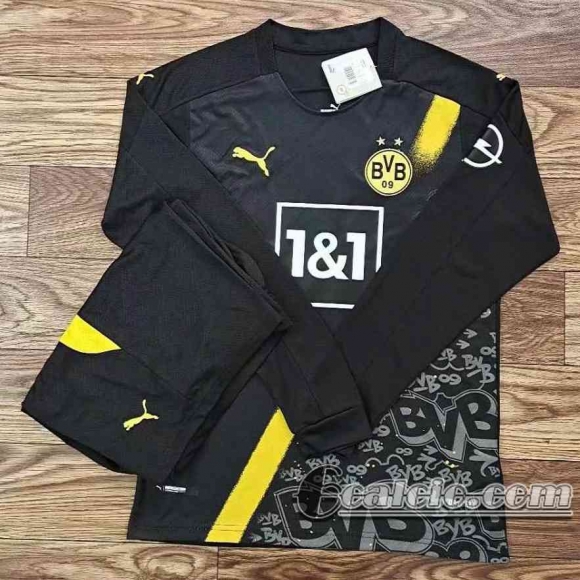 6Calcio: 2020 2021 Dortmund Seconda Maglia Calcio Manica Lunga