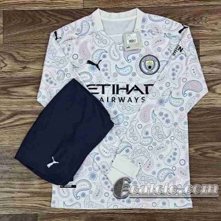 6Calcio: 2020 2021 Manchester City Terza Maglie Calcio Manica Lunga