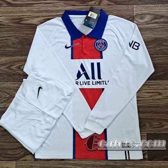 6Calcio: 2020 2021 Paris PSG Seconda Maglia Calcio Manica Lunga