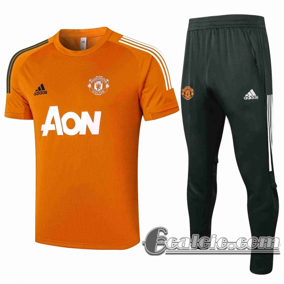 6Calcio: 2020 2021 Manchester United Maglia Polo Calcio arancia P184