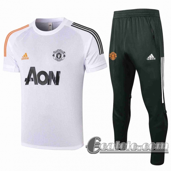 6Calcio: 2020 2021 Manchester United Maglia Polo Calcio bianca P185