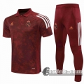 6Calcio: 2020 2021 Real Madrid Maglia Polo Calcio Claret Fettuccia P194