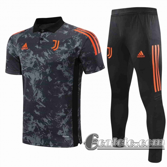 6Calcio: 2020 2021 Juventus Maglia Polo Calcio Grigio nero Fettuccia P196