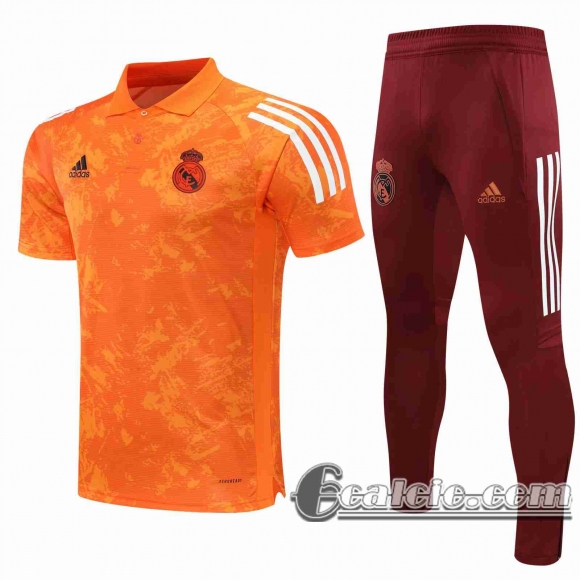 6Calcio: 2020 2021 Real Madrid Maglia Polo Calcio arancia Fettuccia P198
