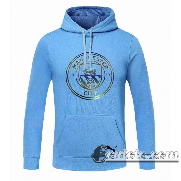 6Calcio: 2020 2021 Manchester City Felpa Cappuccio blu S58