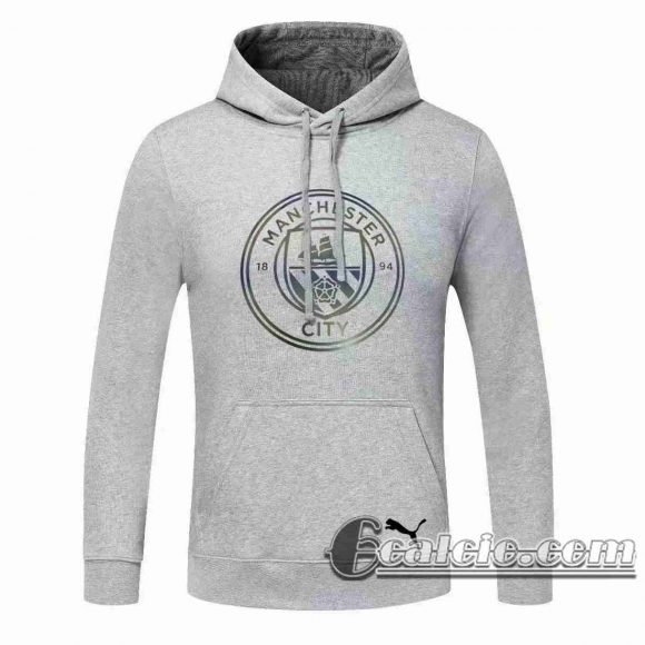 6Calcio: 2020 2021 Manchester City Felpa Cappuccio grigio S59