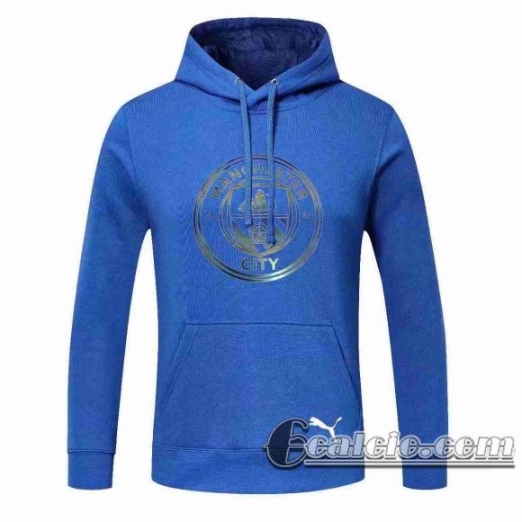 6Calcio: 2020 2021 Manchester City Felpa Cappuccio blu S60
