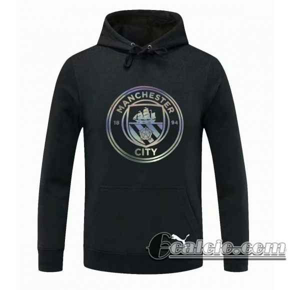 6Calcio: 2020 2021 Manchester City Felpa Cappuccio nero S61